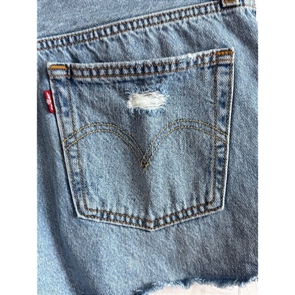 Levi's Light Blue Distressed Denim Jean Shorts 27 - Picture 6 of 10